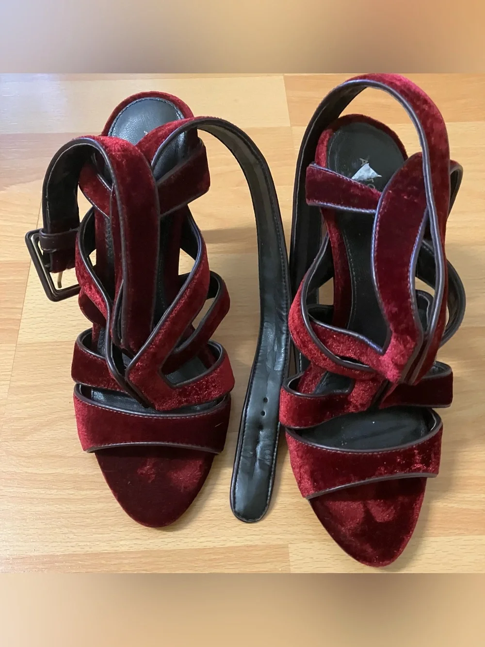 Antonio Melani Deep Burgundy Velvet Strappy High Heels: Size 7